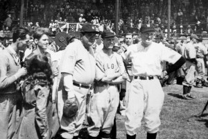 Babe Ruth, George Sisler and Walter Johnson at the Hall of Fame Game, 1939
