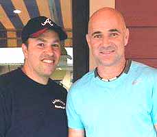 This photo of former tennis phenom Andre Agassi was snapped at Maskot's, the pizza and wing restaurant across Route 28 from Cooperstown Dream's Park.  Word is that his and Steffie Graff's son is playing at Dream's Park this week.
