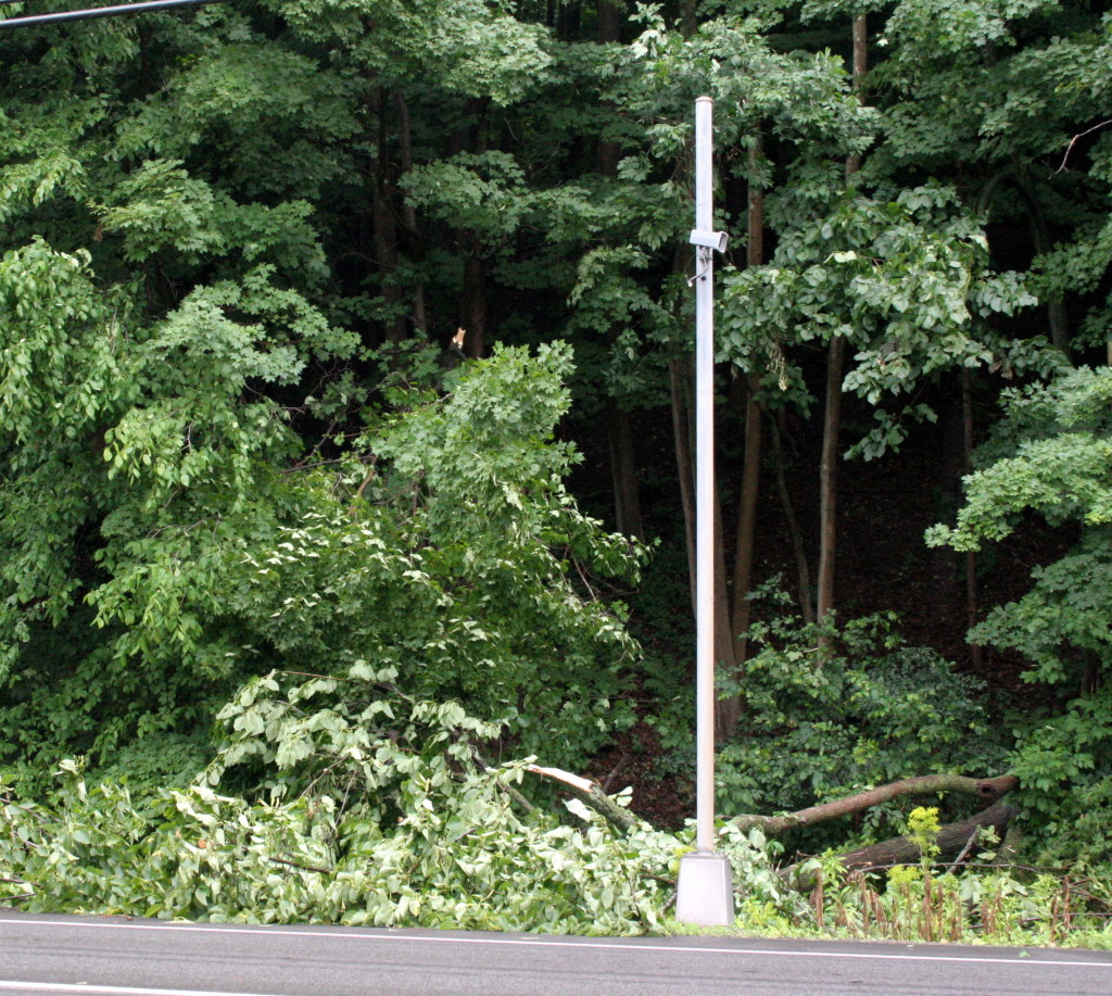 Didn't see that coming; a downed tree on Southside across from Home Depot narrowly missed the traffic cam when it fell.