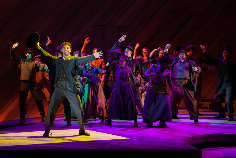 Ryan McKinny as Billy Bigelow and the ensemble in The Glimmerglass Festival's 2014 production of Rodgers and Hammerstein's "Carousel." (Karli Cadel/The Glimmerglass Festival) 