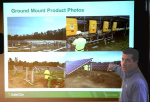 Dan Leary, senior project development manager with SolarCity, Cranbury, N.J., outlines a 10-acre solar-farm project near Laurens to the county Board of Representatives this morning.  (Jim Kevlin/allotsego.com)