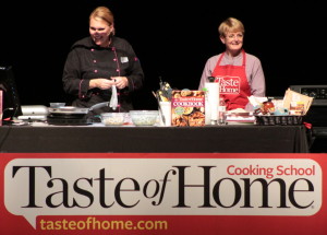 Host Char Morse, left, and one of her volunteers, Nancy Murphy, Oneonta, showed the audience how to make many delicious meals from scratch on Thursday, at the Foothills Preforming Arts Center was host to the 3rd annual Taste of Home Cooking School, presented by 5 Star Subaru. 