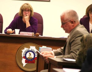 County Rep. Ed Frazier, R-Unadilla, who chairs the influential Administration Committee, makes a point during today's debate.  Listening is on the dias is county board Chair Kathy Clark, R-Otego.