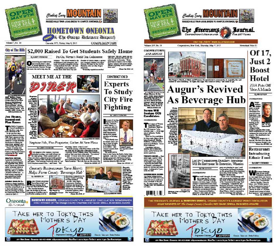 Former Neptune owner Paul Karabinis and his son Tasi are regulars at Oneonta's new diner, the Plaza, in Clinton Plaza. In Cooperstown, the Cooperstown Distillery is leading the creation of a "beverage hub" in the former Augur's Bookstore at Main and Pioneer.