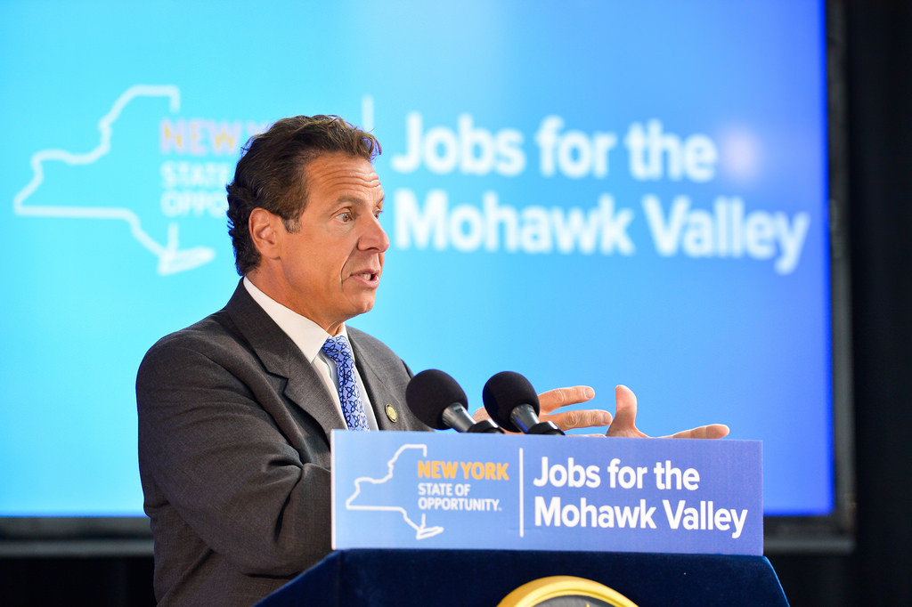 Governor Cuomo announces the good news for Utica and Marcy at last Thursday's press conference. (from Governor's press office)