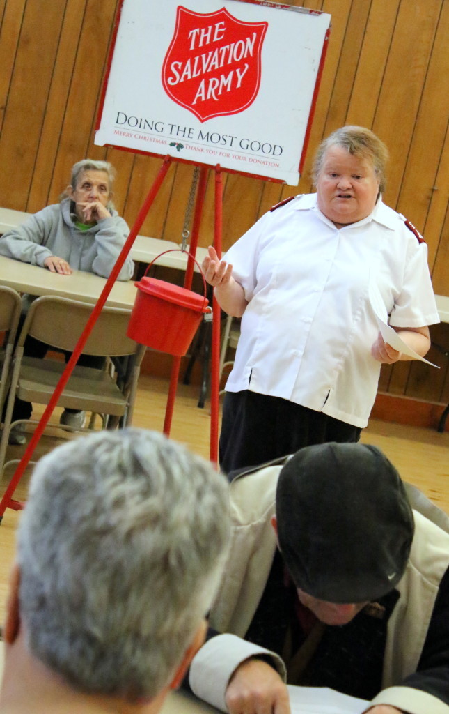 "Smile, be friendly and courteous. What you are doing is important." says Major Sharon Harford who prepped this year's bell ringing volunteers on the proper etiquette for manning the kettles. The kettles, a familiar sight (and sound) of the holiday season, is the largest fundraiser for the Salvation Army church every year, with this year's goal being $53,000, which will be used to help people throughout the year. The first kettles will appear on Nov. 12th around the area.(Ian Austin/AllOTSEGO.com)