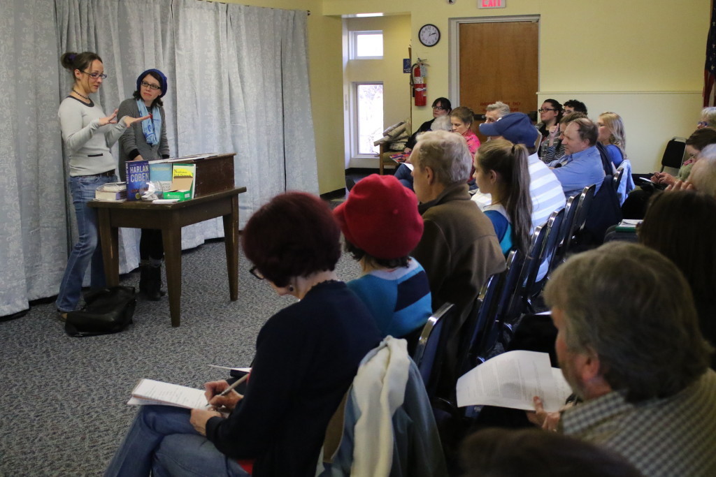 Authors April Ford and Libby Cudmore shared the secrets of getting published with a roomful of writers at the Huntington Library earlier this afternoon. (Ian Austin/AllOTSEGO.com) 