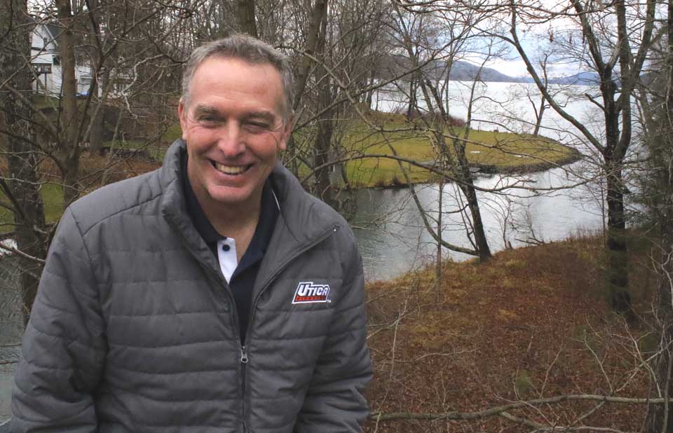 Newly elected county Rep. David Bliss sits for a photo shoot by the Susquehanna River – on the Town of Middlefield side. (The far shore is the Town of Otsego County.) He is one of seven freshman county reps taking office Jan. 1. (Jim Kevlin/AllOTSEGO.com)