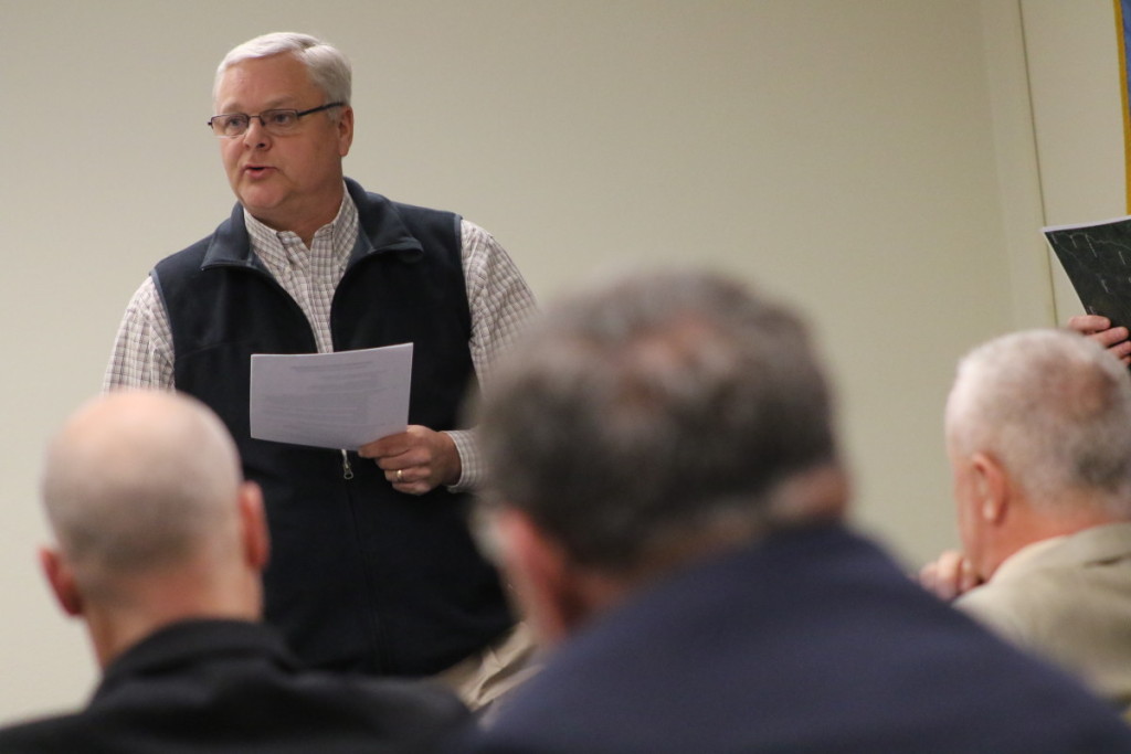 Sandy Mathes had the difficult task of announcing to the Otsego County board that the broadband expansion project was being delayed by the Time Warner/Charter merger. (Ian Austin/AllOTSEGO.com)