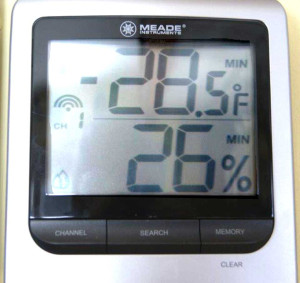 Bill Glockler snapped a photo of instrumentation at his Town of Middlefield home near Glimmerglass State Park: 28.5 below!