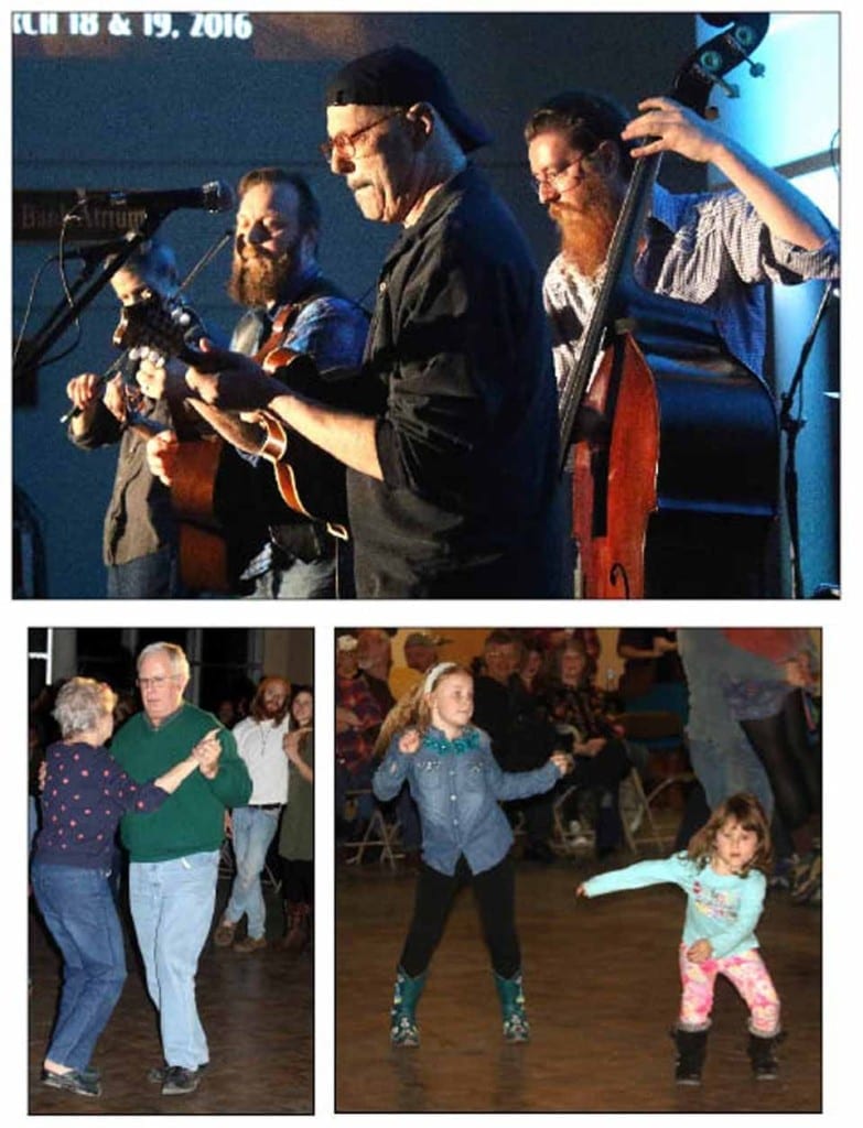 The Horseshoe Lounge Playboys – from front, Randy Miritello (Acoustic guitar, Harmonica, vocals), Will Lunn (Mandolin, vocals), Darin Trass (Fiddle, vocals), Tom Wetmore (Upright Bass, vocals),