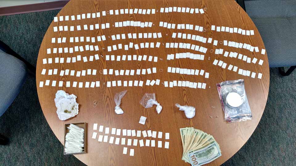 Chenango deputies provide this photo of alleged heroin packets seized near Sidney yesterday. 