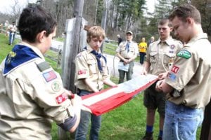 A contingent from Boy Scout Troop 44, Gilbertsville, conducted a flag retirement ceremony prior to the ribbon cutting
