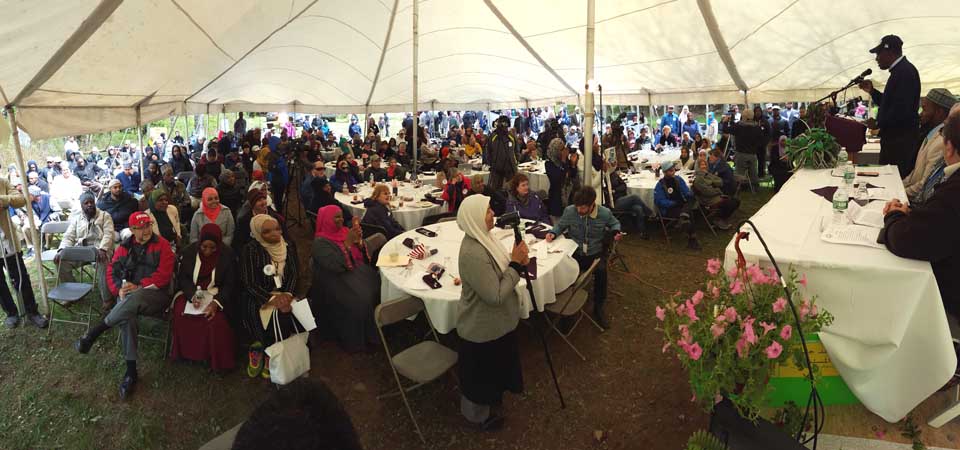 After the brief confrontation, the Islamberg community invited the 500 who gathered in support of the Sunni community into Islamberg for food and speeches. (Ian Austin/AllOTSEGO.com)