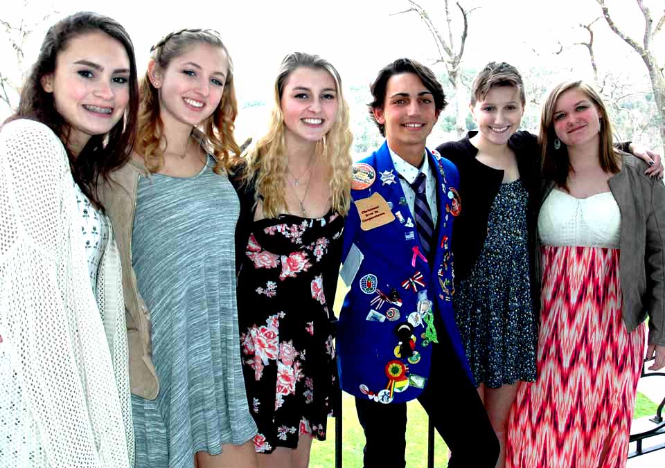 The Cooperstown Rotary Club hosted its 2016-17 Outbound Exchange Students from Cooperstown Central School at a luncheon at The Otesaga today. From left are Mae Loewenguth, bound for France; Sydney Stegman, Denmark; Sydney Vezza, Belgium; Romain Pelissier (he is currently an exchange student from France at CCS), Ilsa Dohner, Poland, and Mary Iversen, Hungary. Most will depart for their overseas destinations by early July. (Tom Heitz/AllOTSEGO.com)