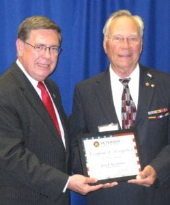 Senator Seward recognizes John Nowhitney when the World War II Navy veteran was inducted into the state Veterans Hall of Fame in 2011.