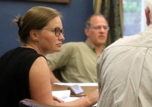 Cooperstown Village Trustee Cindy Falk leads her colleagues through the preparation of SEQR, Part II, on a proposed 22-room hotel in the village. (AllOTSEGO.com)