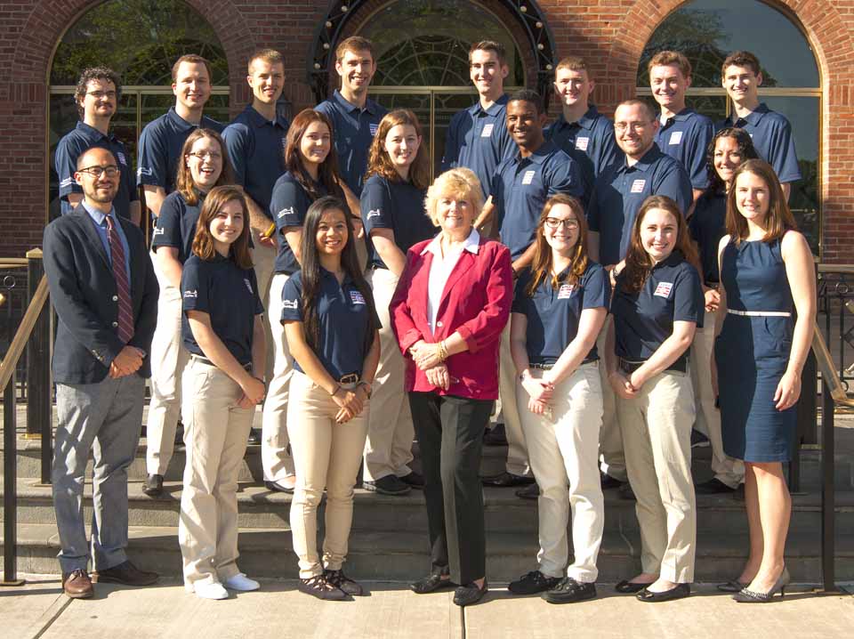 The 2016 class of Frank and Peggy Steele Interns are on the job at the Baseball Hall of Fame. Top row, from left, are Larry Brunt, Chris Shupenko, Troy Farkas, Joseph Kuykendall, Erik Breit, Zach McDonald, Jack Spooner, Sam Sinykin. Middle row, from left, are Katie Walden, Katherine Acquavella, Peyton Tracy, Khephren Spigner, Dylan Drollette, Kimberly Hannigan. Bottom row, from left, are Jon Shestakofsky, vice president of communications and education; Katie Mackin, Nina Phan, Peggy Steele, program founder; Rachel Robertson, Katherine Walden, Stephanie Hazzard, director of museum education. (Milo Stewart Jr./ National Baseball Hall of Fame)