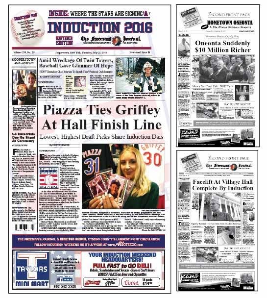 This week was a journalist's dream: The best in the World of Baseball are due in Cooperstown this weekend, plus tens of thousands of fans, and all of a sudden the governor announces he's coming to Oneonta and, it is later learned, plans to give the city a $10 million check for downtown redevelopment. Plus, plus, plus ... so much more in this week's Hometown Oneonta and Freeman's Journal, on newsstands from Oneonta to Richfield Springs this afternoon.