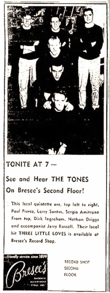 Jerry Russell, upper right, when he played with The Tones during an Oneonta performance.