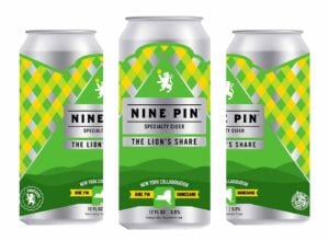 Publicity shot of Nine Pin cider's 12-ounce cans.