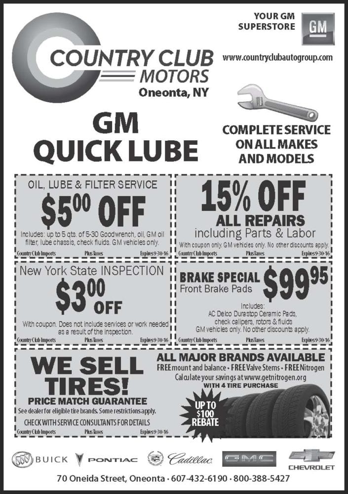 Country Club Motors 3x8 8-14-15 Back to School specials