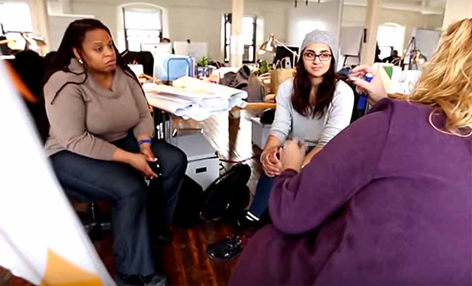 In a video, CCS Middle/High School's new principal Donna Lucy, left, discusses the concepts behind the innovative Evolutions High School in Providence that she pioneers before coming here.