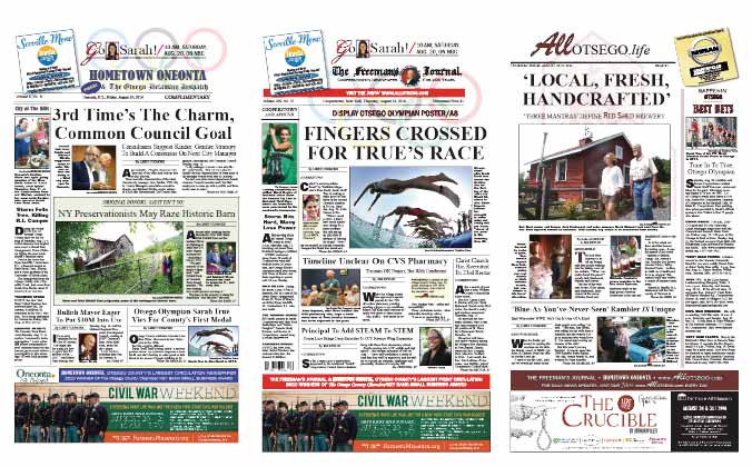 Read about Sarah True's strengths as a triathlete and her chances of winning a medal at 10 a.m. Saturday at the Rio Olympics. Closer to home, the Oneonta Common Council heard two consultants advice on how to building a consensus behind the city manager form of government; the city's first two city managers were fired. These stories and much more in this week's Hometown Oneonta and The Freeman's Journal.