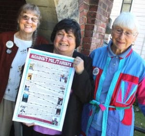 Lisa Barr,center, Suzanne Miller, left, and Dotty Hudson are leading the Unitarian Universalist Society's campaign for peace. (Ian Austin/AllOTSEGO.com)